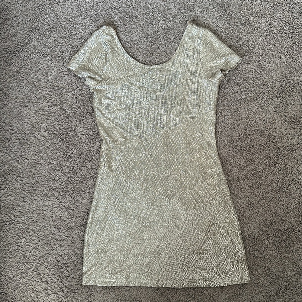 Free People Gold Moonage Daydream Bodycon Mini Dress - Picture 4 of 12